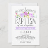 Bannière rose | Invitation de fille au baptême | P (Devant)