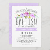 Bannière rose | Invitation de fille au baptême | P (Devant / Derrière)