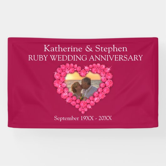 Bannière rouge de l'anniversaire du Mariage Ruby (Horizontal)