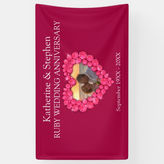 Bannière rouge de l'anniversaire du Mariage Ruby (Vertical)