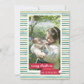 Bannière rouge et rayures vertes Carte de Noël (Devant)