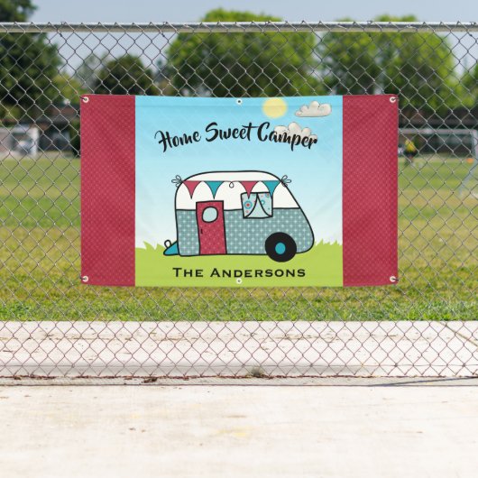 Bannière rouge et Turquoise rétro (En situation)