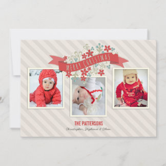 Bannière rouge Joyeux Noël 3 Carte photo