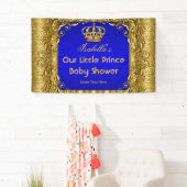 Bannière Royal Prince Baby shower Blue Gold Crown (En situation)