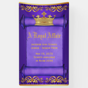 Bannière royale de couronne d'or pourpre