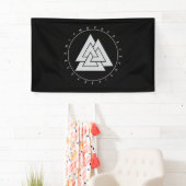 Bannière Runes Cercle Valknut (3'x5') (En situation)