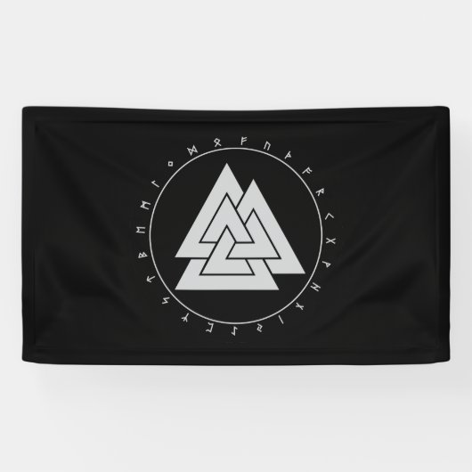 Bannière Runes Cercle Valknut (3'x5') (Horizontal)