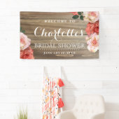 Bannière rustique d'accueil de Fête de la mariée (En situation)