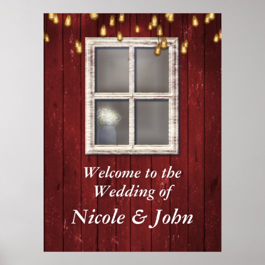 Bannière rustique Red Barn Window & Lights Poster (Devant)