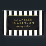 Bannière Salon Grandes Noires et Blanches<br><div class="desc">Coordonner avec le modèle de carte d'affaires Black and White Stripes Salon III et les fournitures de bureau d'ici 12 h. Votre nom ou nom d'entreprise est élégamment affiché sur un arrière - plan rayé noir et blanc pour une esthétique très chic et design. Cette bannière customisée est idéale pour...</div>