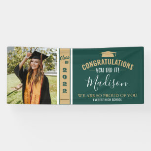 Bannière simple Elegant Green 1 Photo Graduation