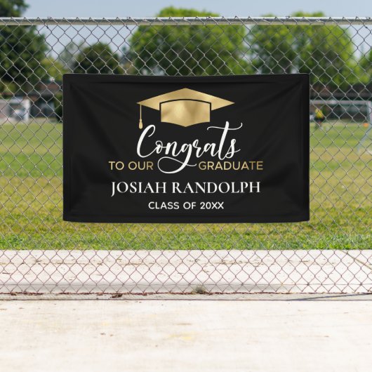 Bannière simple moderne Black Gold Graduation (En situation)
