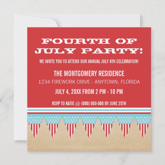 Bannière Stars and Stripes 4 juillet Invitation (Devant)