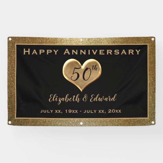 Bannière suspendue - 50e anniversaire de mariage d (Horizontal)