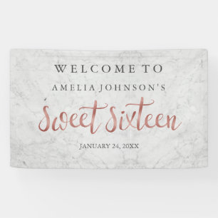 Bannière Sweet Sixteen Rose Gold Marbre