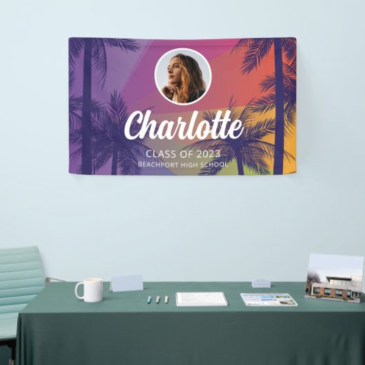 Bannière Tropical Palm Tree Graduation (Salon professionnel)