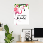 Bannière tropicale affiche de Flamant Rose & Hibis (Bureau à domicile)
