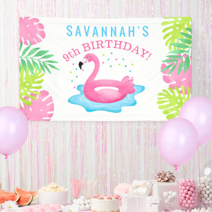 Bannière tropicale d'anniversaire de coup de