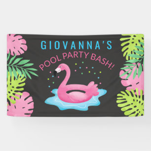 Bannière tropicale d'anniversaire de coup de
