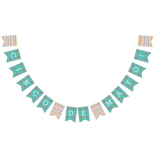 Bannière turquoise Fiesta Floral Cinco de Mayo Bun (Tout)
