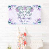 Bannière Twin Elephant Banner Signe Arrière-plan s (En situation)