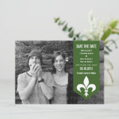 Bannière verte Chic Flourish Save the Date Invitat (Debout devant)
