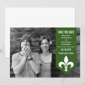 Bannière verte Chic Flourish Save the Date Invitat (Devant / Derrière)