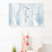Bannière verticale baptême garçon aquarelle bleue (Insitu)