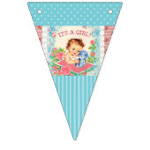 Bannière vintage bébé rose et drapeau bleu (Premier drapeau)