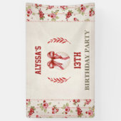 Bannière Vintage Coquette Baseball Rouge Bow Flora (Vertical)