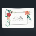 Bannière vintage Florale Motif<br><div class="desc">Coordonnée avec le Vintage Moderne Floral Motif sur le modèle de carte d'affaires White Designer et les fournitures de bureau d'ici 1201h. Votre nom ou nom d'entreprise est élégamment encadré d'un motif floral vintage dans un style moderne. Cette conception fait partie d'une série de fournitures de bureau de coordination. Magasinez...</div>
