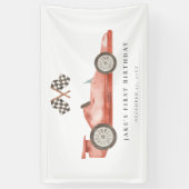 Bannière vintage voiture rouge (Vertical)