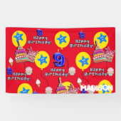 Bannière Vinyl, Bannière Joyeuse 9e Anniversaire,  (Horizontal)