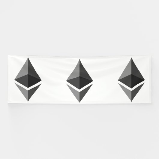 Bannière vinyle 4x12 icône grise Ethereum (Horizontal)