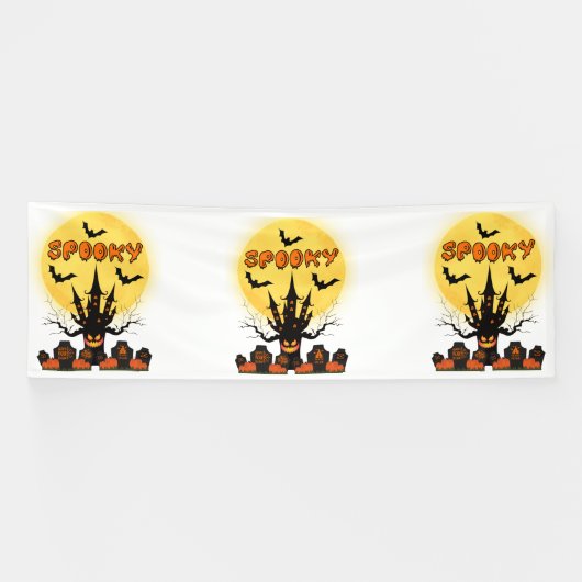Bannière vinyle 4x12 pour lune d'Halloween effraya (Horizontal)