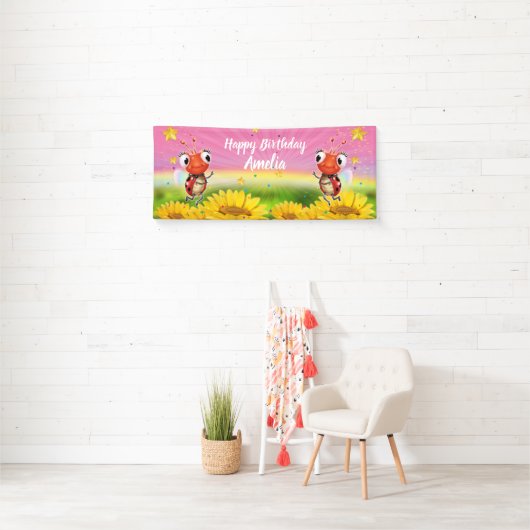 Bannière vinyle de 6' x 2,5' de Ladybug Customisée (En situation)