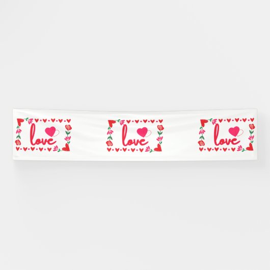 Bannière vinyle "J'aime la Saint-Valentin" 2,5x12 (Horizontal)