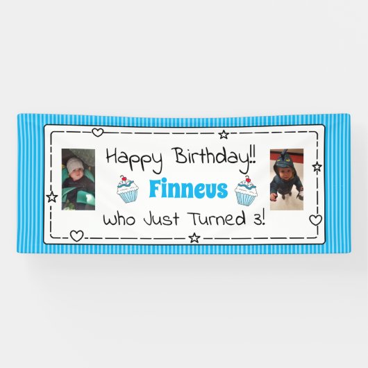Bannière Whimsical Birthday avec photo d'enfant (Horizontal)