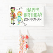 Bannière zombie de la fête d'anniversaire d'Hallow (En situation)