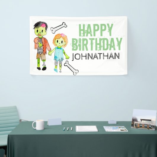 Bannière zombie de la fête d'anniversaire d'Hallow (Salon professionnel)