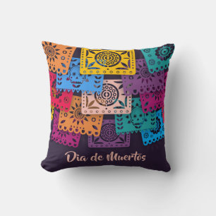 Bannières colorées Dia de Muertos Coussin décora