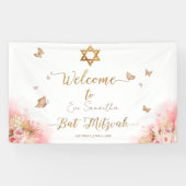 Bannières d'Affiche de bienvenue Bat mitzvah rose (Horizontal)