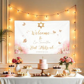 Bannières d'Affiche de bienvenue Bat mitzvah rose