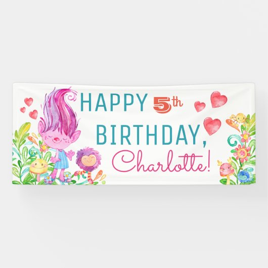 Bannières d'anniversaire de Troll Mignon (Horizontal)