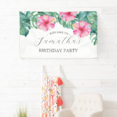 Bannières d'anniversaire Seizième Luau tropical (En situation)