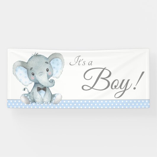 Bannières de Baby shower Eléphant mignonnes garçon (Horizontal)