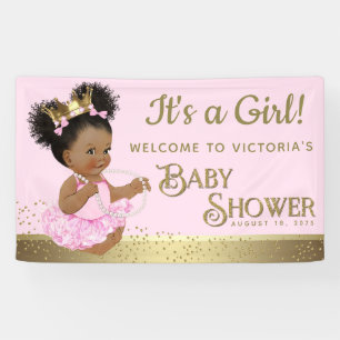 Bannières de Baby Shower Princesse en Or Rose