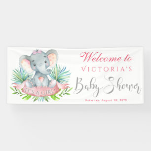 Bannières de Baby showers éléphants pour filles