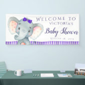 Bannières de Baby showers Eléphants Violets (Salon professionnel)
