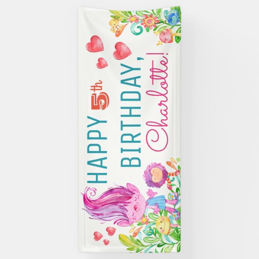 Bannières de la fête d'anniversaire de Troll (Vertical)